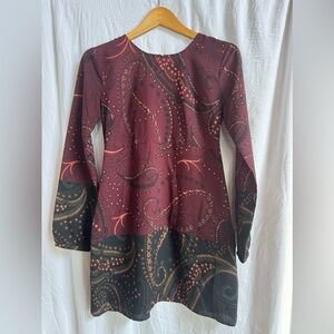 Abercrombie & Fitch Burgundy and Black Paisley Western Dress